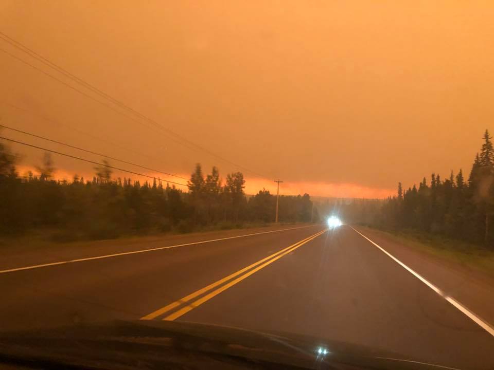 Burns Lake surrounded by wildfire smoke. Credit: John Sampson.