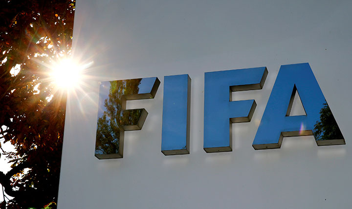The logo of FIFA is seen in front of its headquarters in Zurich, Switzerland September 26, 2017.   