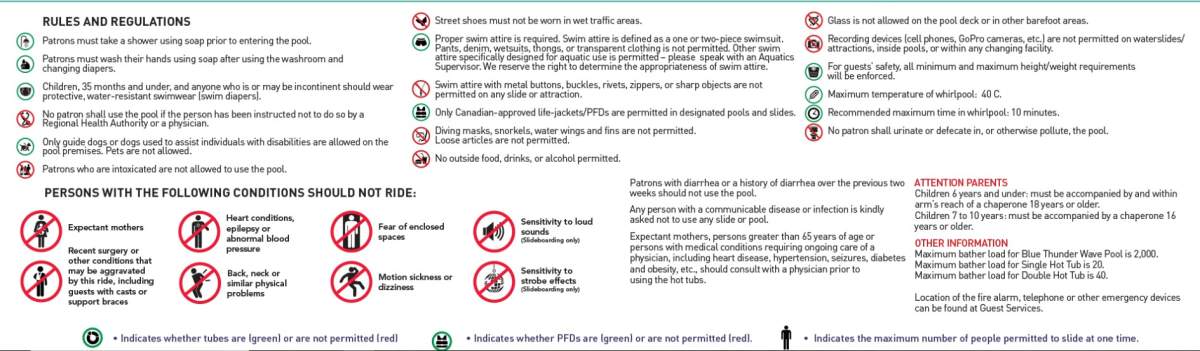 West Edmonton Mall Word Waterpark rules.