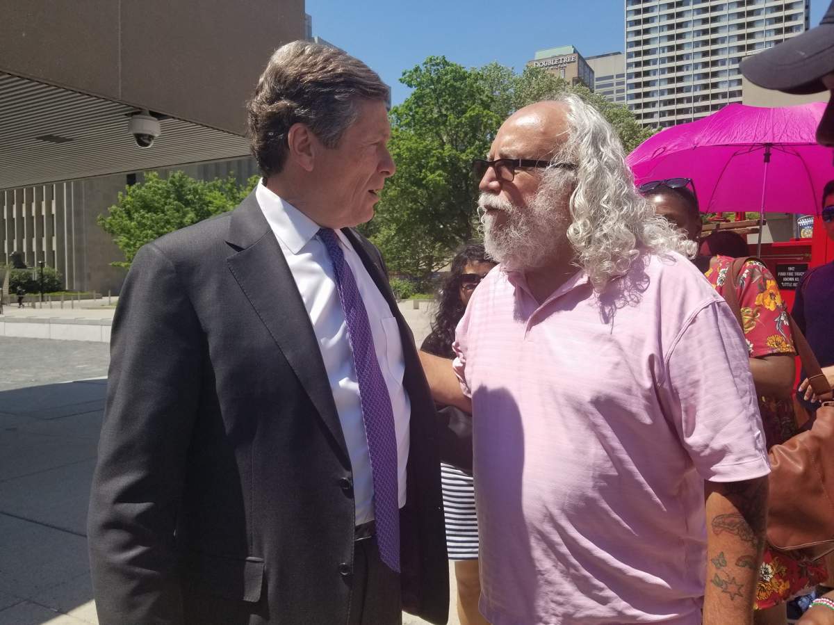 Francisco Rico-Martinez, co-director of the FCJ Refugee Centre and Toronto mayor John Tory picture last spring.