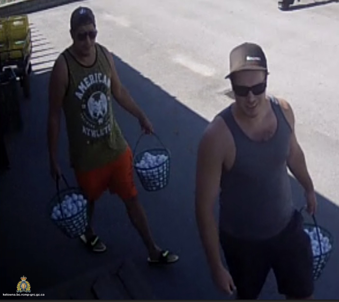 Two men allegedly rented 360 balls from a Kelowna driving range and failed to return them. 