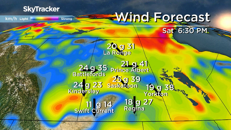 Gusty winds kick in on Saturday to start the weekend across central Saskatchewan.