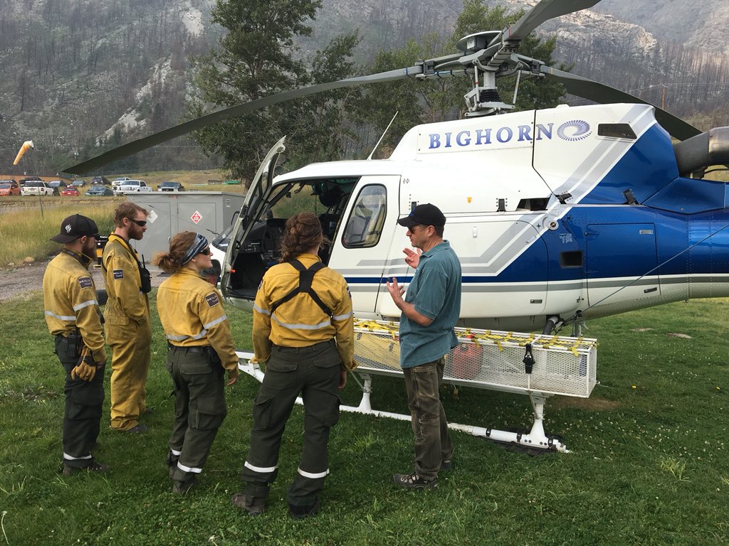 Parks Canada crews preparing helicopters in case they’re needed Friday.