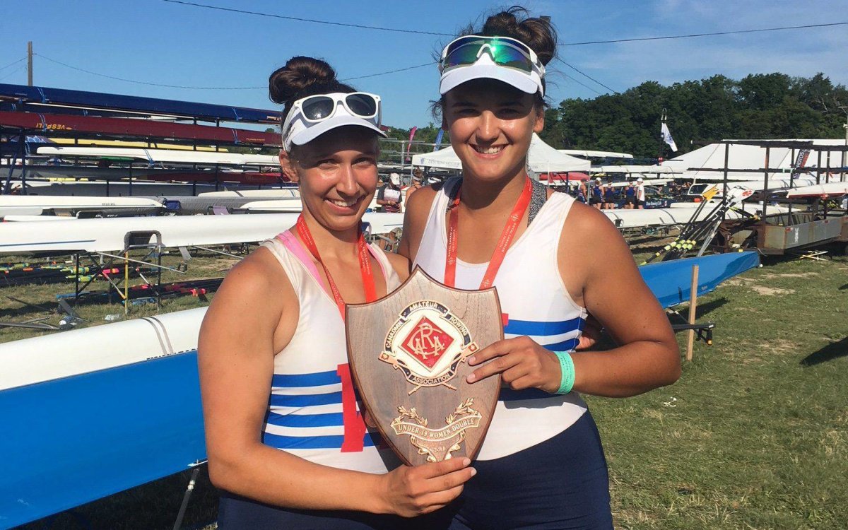 Winnipeg Rowing Club Members Abby Dent and Justine Gillert at the 136th Henley Regatta in St. Catharines, Ont.