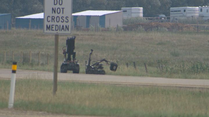 Mounties were called to investigate a suspicious item found in a ditch along Highway 14 near Range Road 225 in Strathcona County on Tuesday.