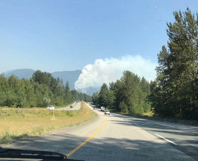 The wildfire burning near Hope, B.C., on August 9.