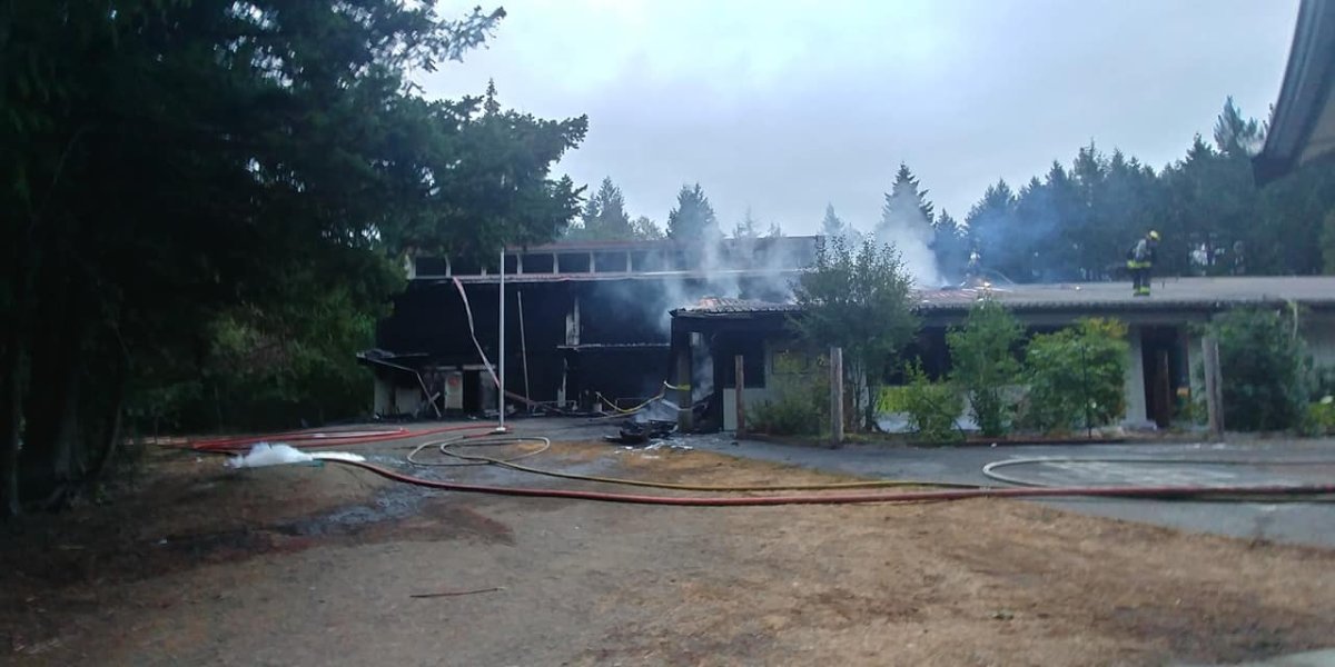Hornby Island's fire chief said the school's office and front entrance were badly damaged. 