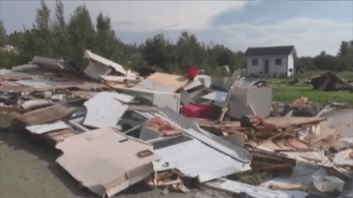 A house in Saint-Julien was flattened by a tornado on Wednesday, Aug. 30, 2018.