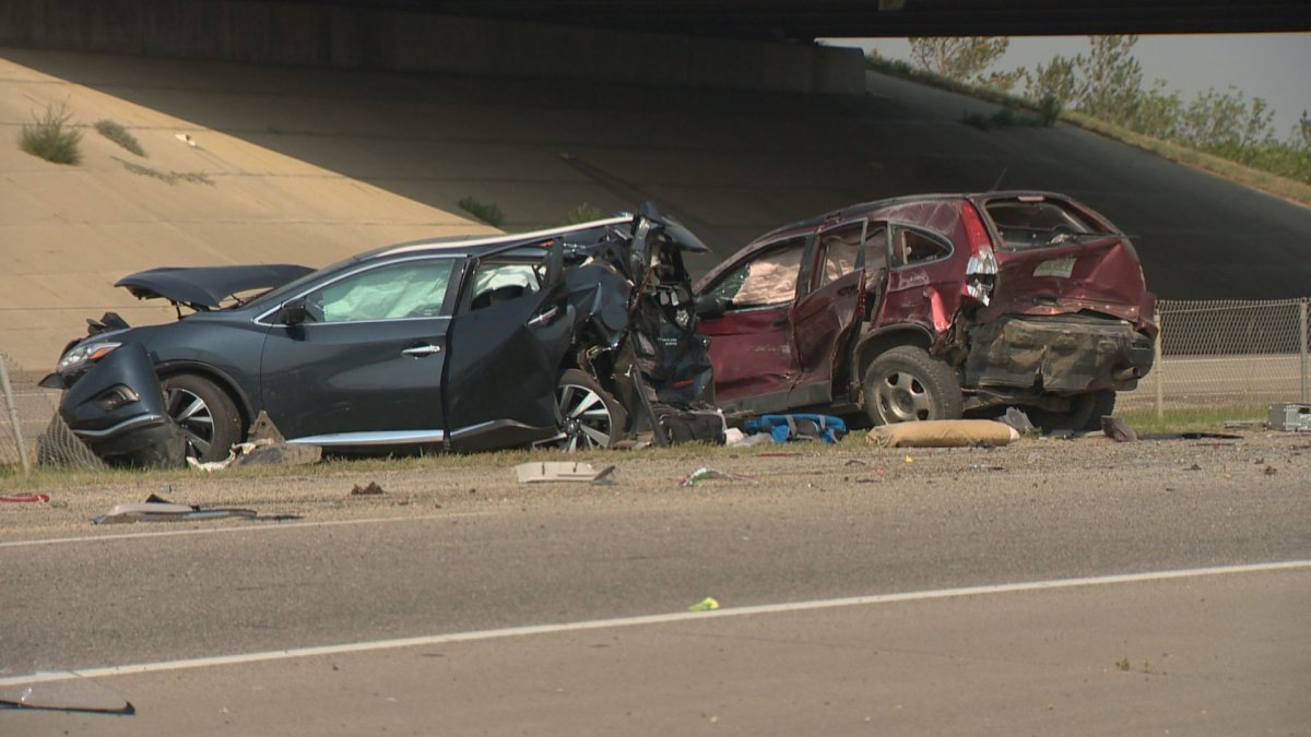 The crash involving several vehicles happened in the northbound lane of Idylwyld Drive near the Avenue C overpass. 
