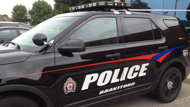 Brantford police have arrested a man found hiding in a bathroom.