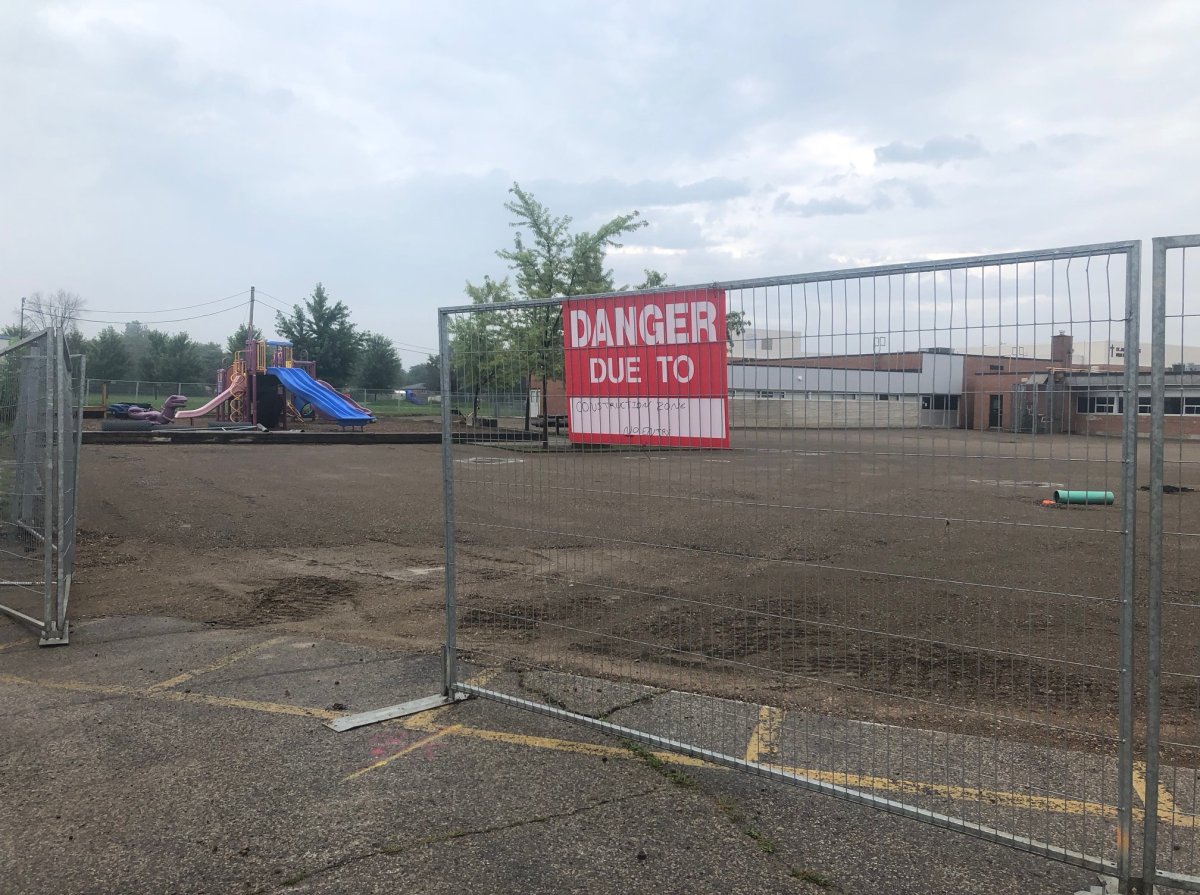 Guelph police say the fence around the construction site at St. John's Elementary School was pushed over and equipment was damage. 