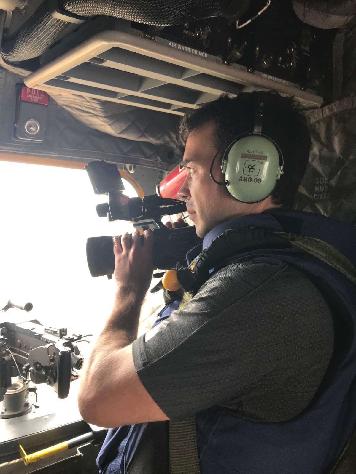 Global’s Jeff Semple on the Chinook helicopter.