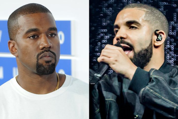(L-R): Kanye West and Drake.