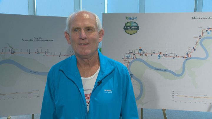 Ken Davison, 73, will be running in his 100th marathon on Sunday in Edmonton.