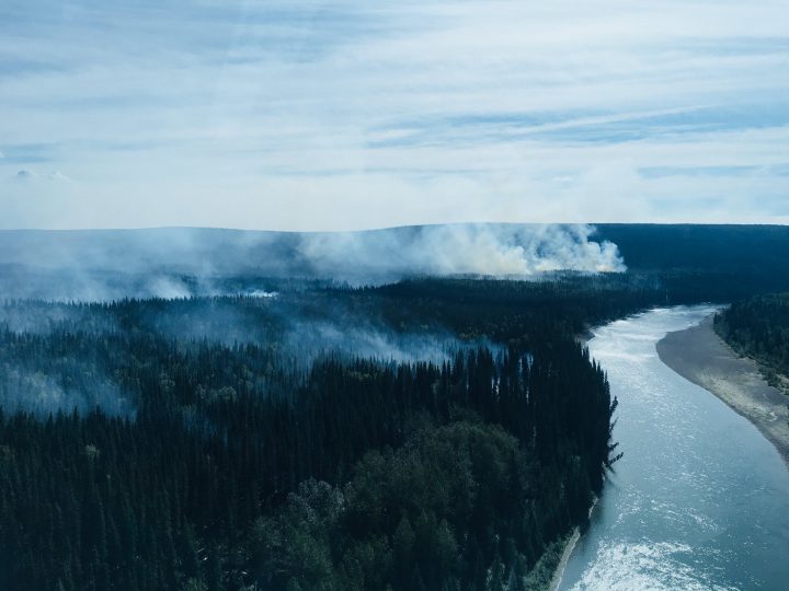 The Lutz Creek wildfire is burning five kilometres southwest of Lower Post, B.C.