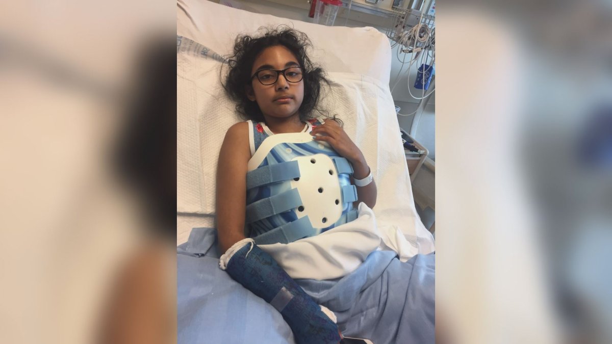 Mehak Minhas, 10, is being transferred to a California children's hospital after she was gravely injured in a Texas highway crash last month that killed her brother, father and grandmother.