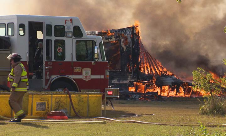 Firefighters were called to a blaze at a mobile home west of Saskatoon.