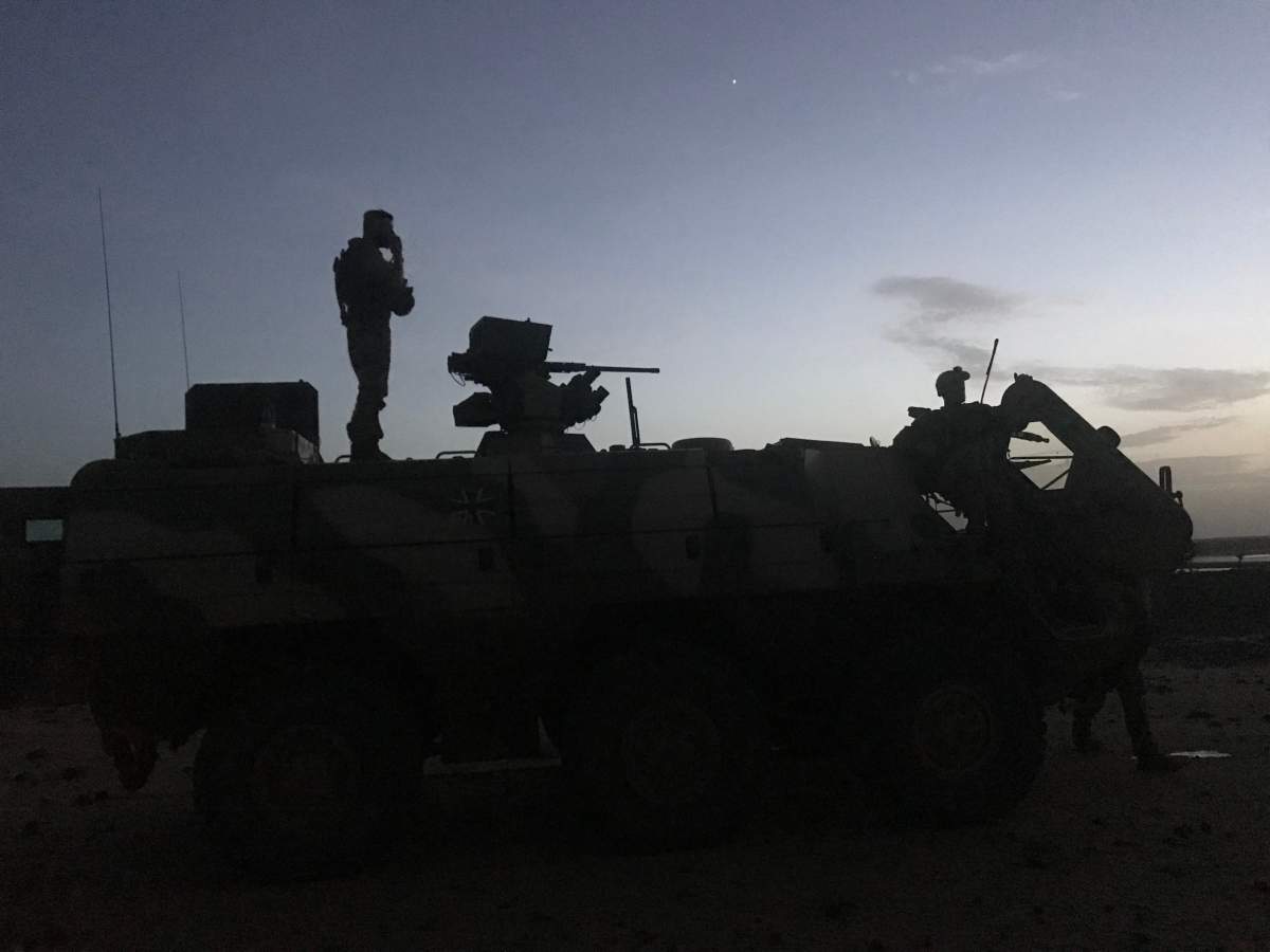 German forces on a night patrol. The roads in northern Mali are littered with improvised explosive devices.