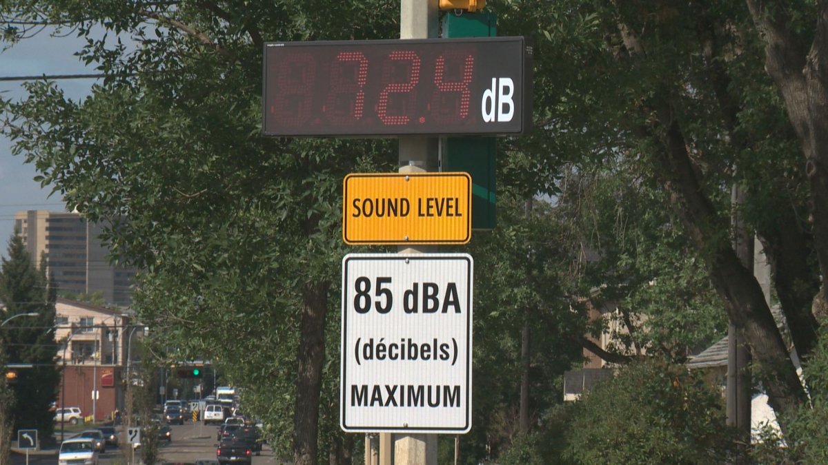 A device measuring noisy vehicles in Edmonton, Aug. 27, 2018.