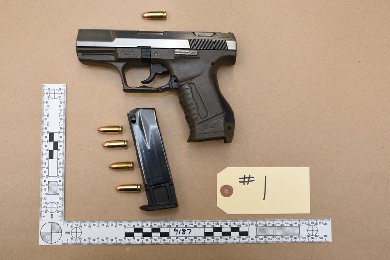 Alleged firearm seized is a Smith and Wesson 9mm pistol with ammunition.