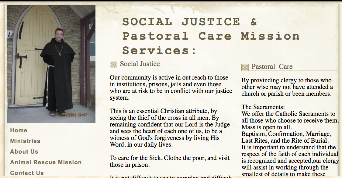 A photo of Father Terry Mertick in an archive of the Pastoral Care Mission Services website.