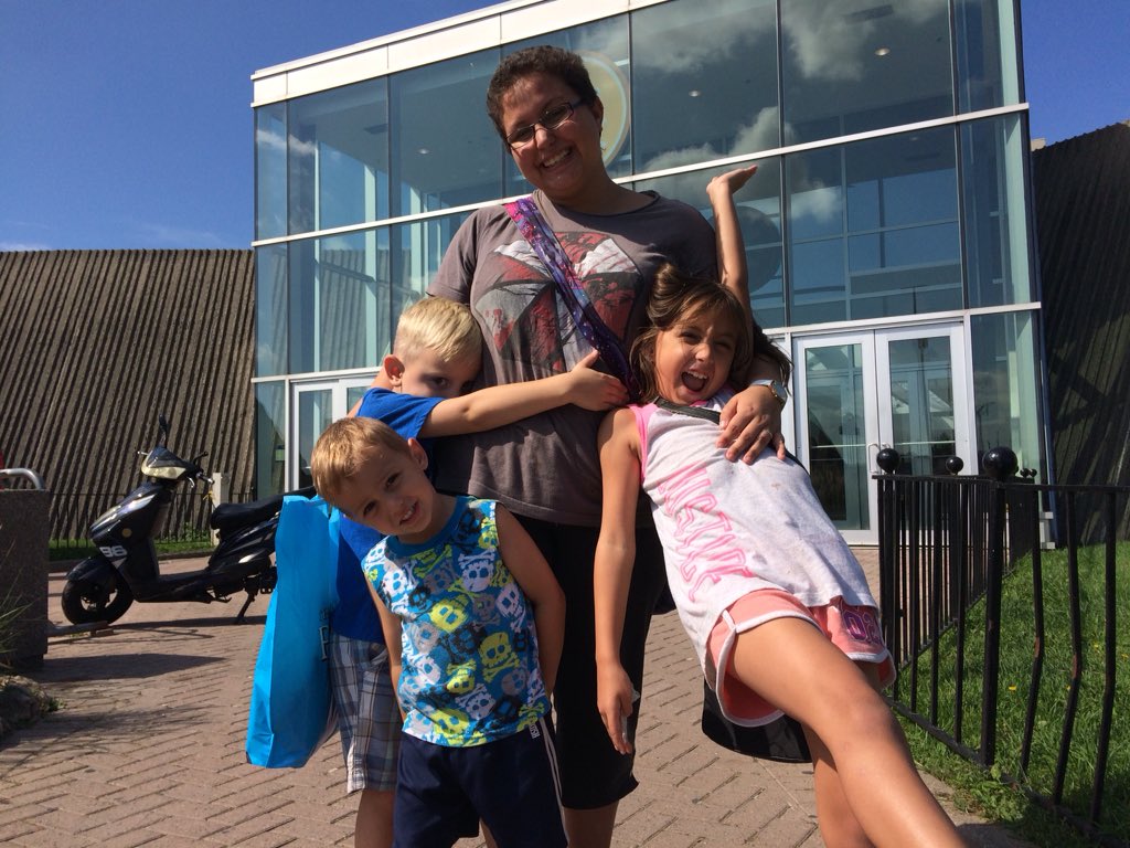 Christine Pell and her three children, Landon (left), Aiden (middle front), and Lunna (right) were out checking final items off the back-to-school shopping list Friday morning.