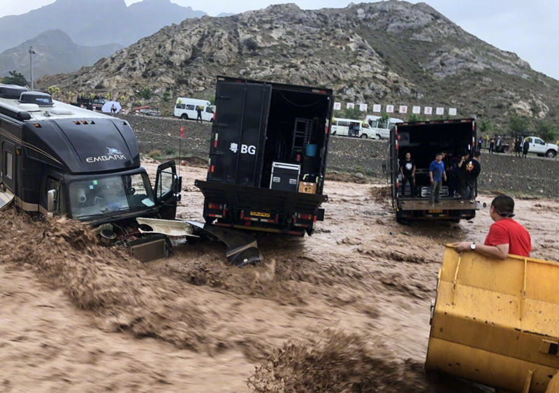 A photo of the flooding from Jackie Chan's blog.