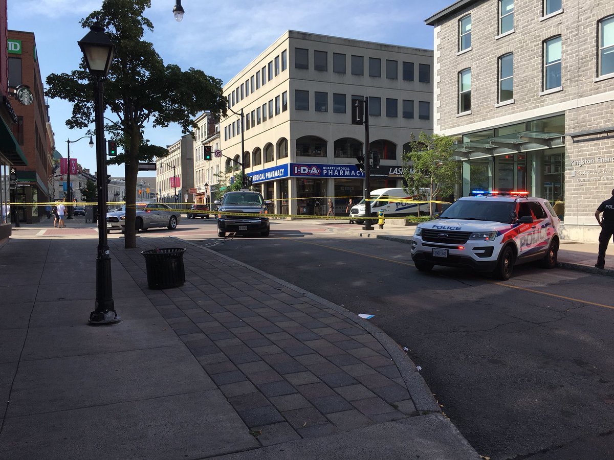 Kingston police have closed down a portion of Princess Street after a collision involving a pedestrian Wednesday morning.