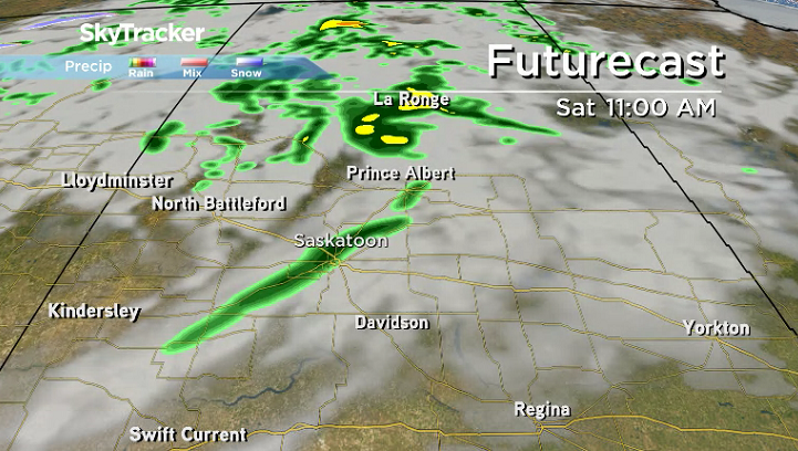 Rain is expected on Saturday along a cold front swinging through.