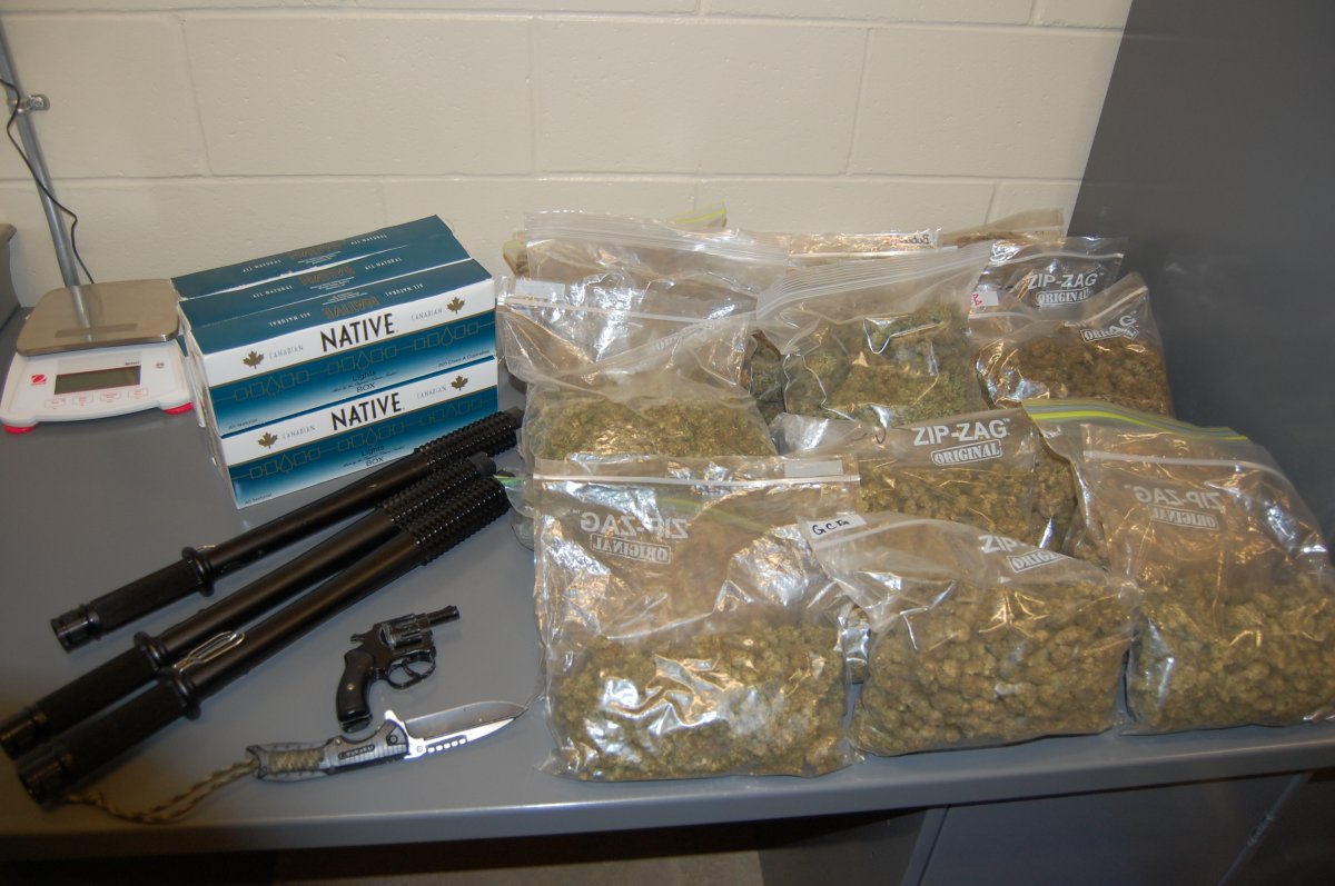 Ten pounds of cannabis were seized after a vehicle was stopped for speeding near Revelstoke, B.C., on Wednesday.