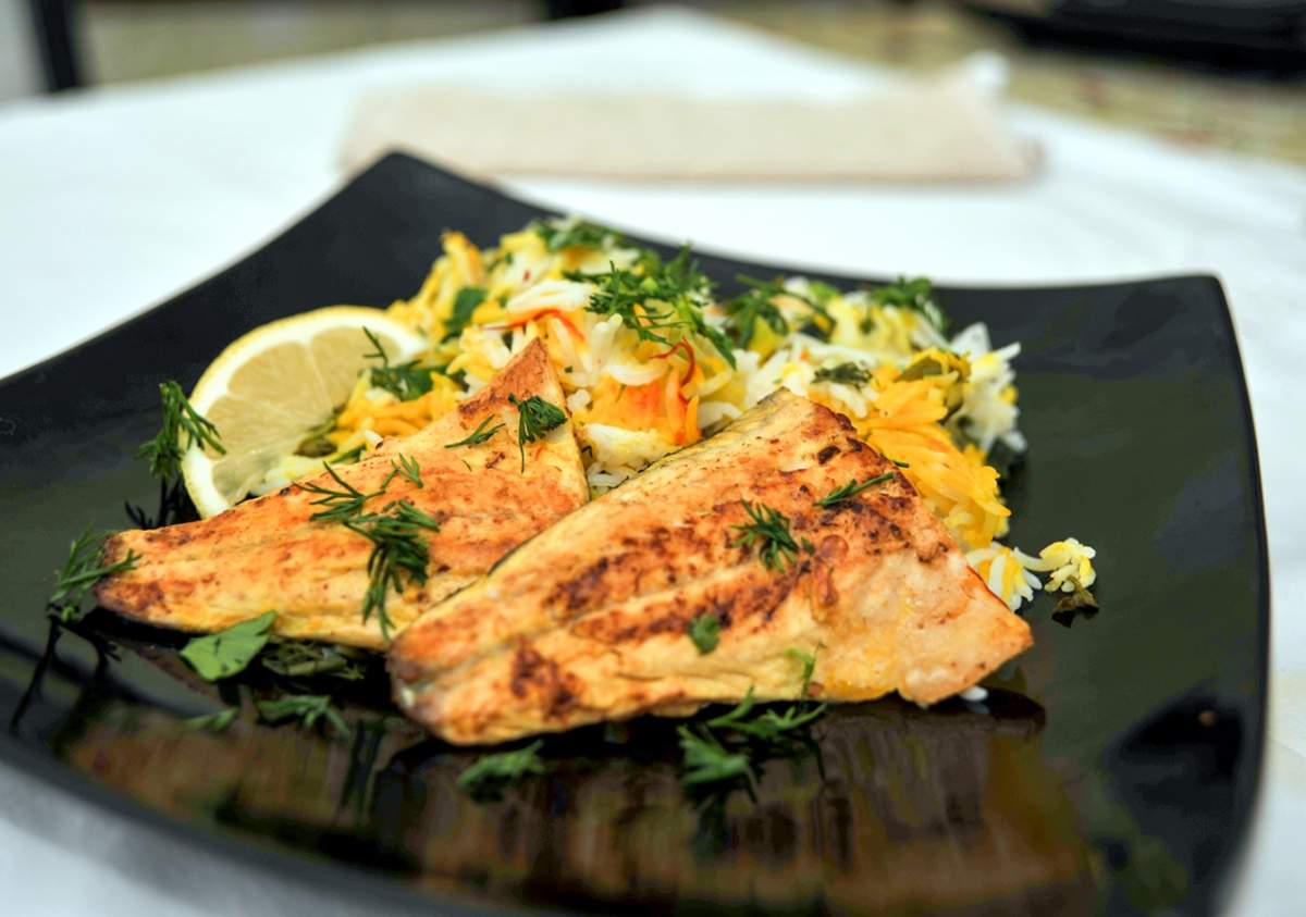 Photo courtesy of Shahzadi Devje/The IsmailiPersian sabzi polo ba mahi: This dish is filled with nutrient-packed fresh herbs and lean protein. Parsley, coriander and dill infuse the rice with their scents, and fish is a great source of lean protein and lower in calories.