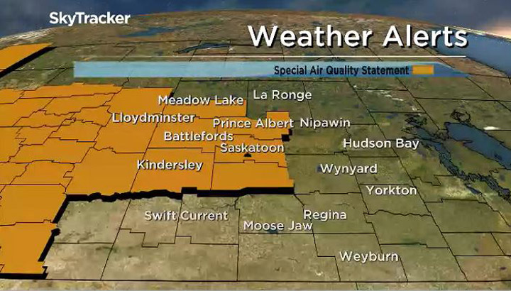 Smoke from B.C. wildfires is impacting parts of Saskatchewan on Thursday, including Saskatoon, causing poor air quality.