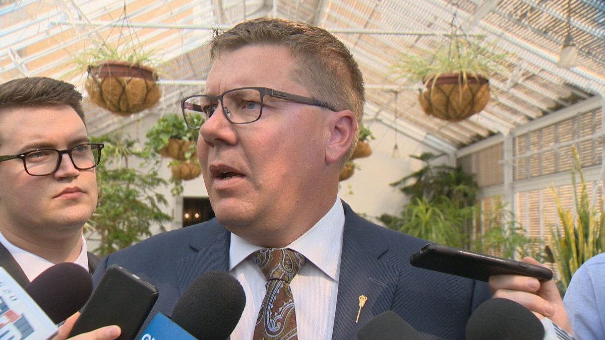 Premier Scott Moe discusses the proposed statutory holiday at Government House. 