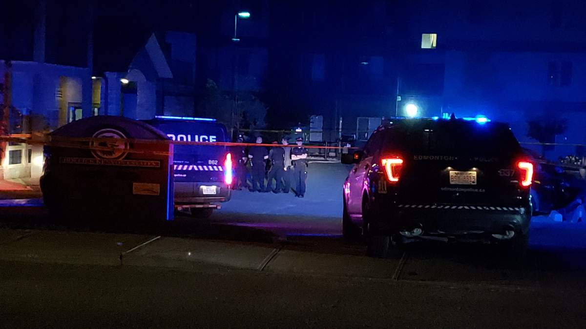 Edmonton Police Service homicide detectives and the gang unit investigating a fatal shooting in a parking lot near 162 Avenue and 51 Street on Sunday evening. August 19, 2018.