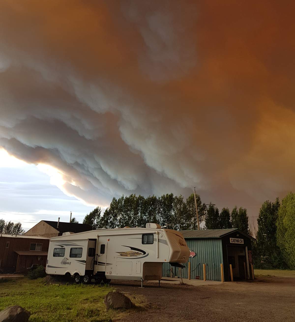 The massive Shovel Lake wildfire as seen from Fraser Lake Village.
