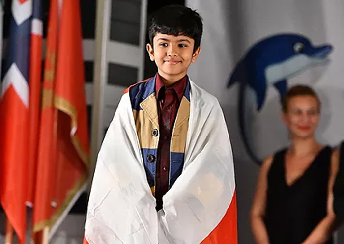 Shreyas Royal is shown after one of his chess victories.