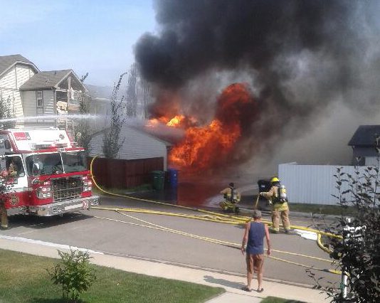 Around 2 p.m. on Tuesday, Calgary fire crews responded to a “fully-involved” detached garage in the 200 block of Silverado Plains Close S.W.