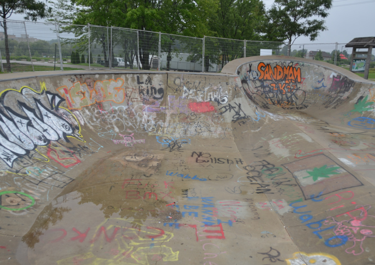 The skatebowl at McLennan Park .