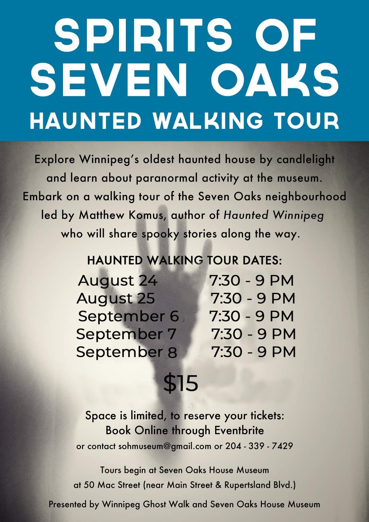 Ticket information for the haunted walking tour.