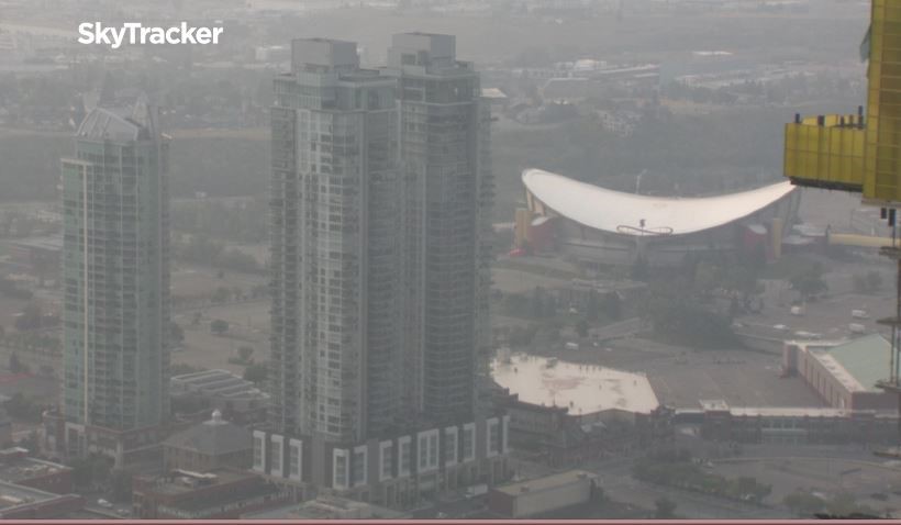 Smoke continues to linger over Calgary Saturday, Aug. 25.