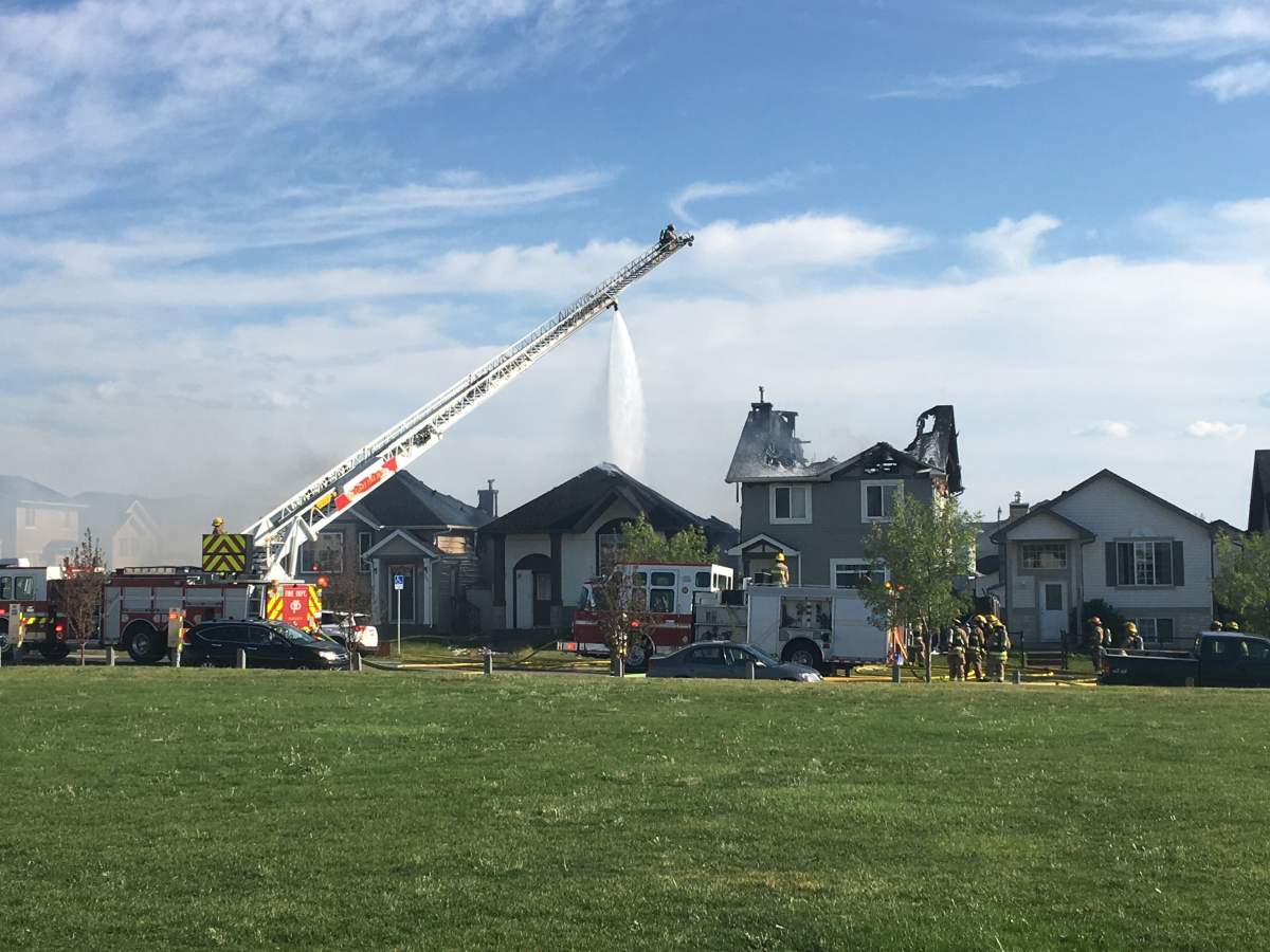 Three homes were destroyed by fire in northeast Calgary on Monday, Aug. 6.
