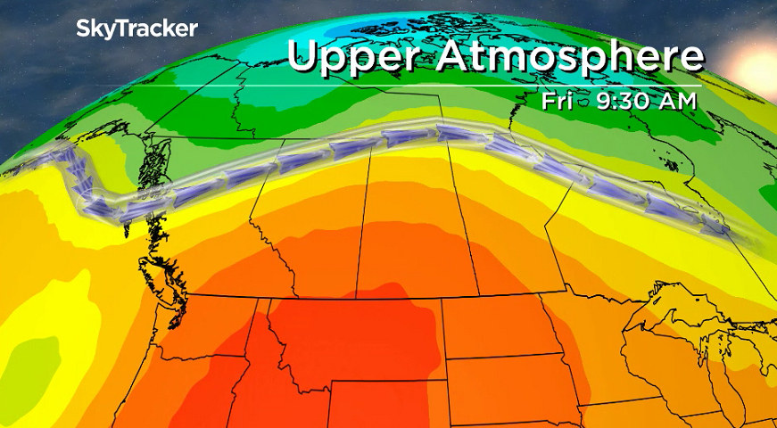 The core of an upper ridge of high pressure will push through Saskatchewan on Friday.
