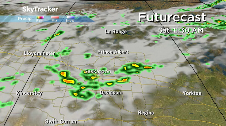 There is a good chance of showers and thunderstorms during the day on Saturday.