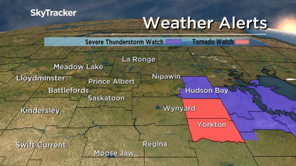 Environment Canada's tornado watch area for August 3, 2018.