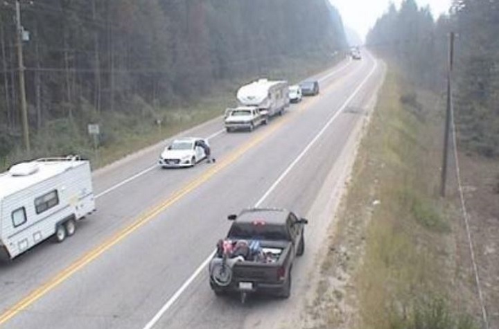An accident has closed part of the Trans-Canada Highway in B.C.’s Interior.
