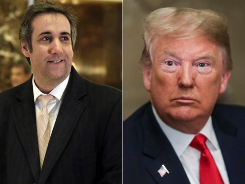 At left, lawyer Michael Cohen. At right, U.S. president Donald Trump.