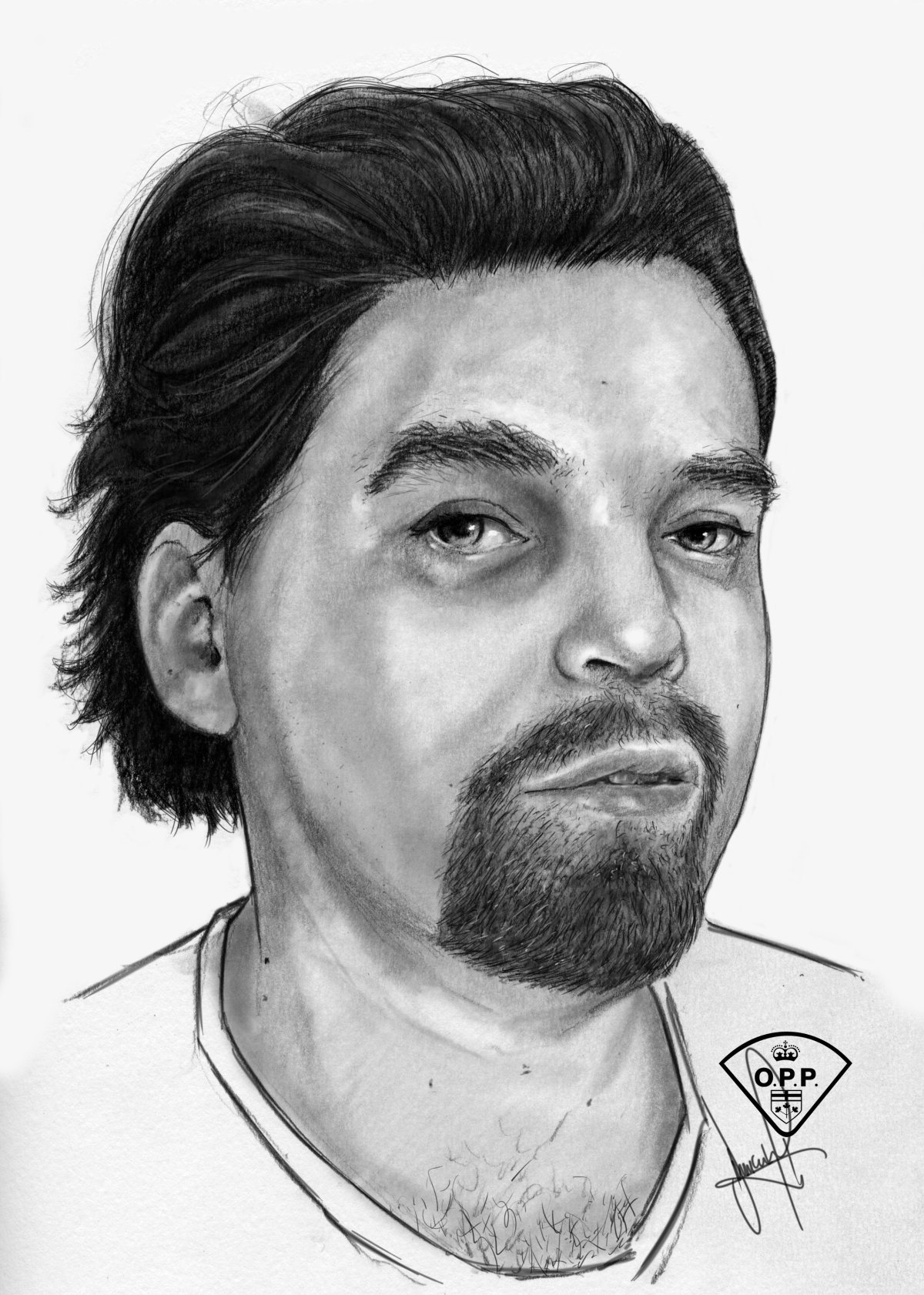OPP in Ottawa are circulating this forensic sketch of a man who died after being found seriously injured on Highway 417 on Aug. 12, in hopes the public can help them identify him. The man died of his injuries in hospital, provincial police said.