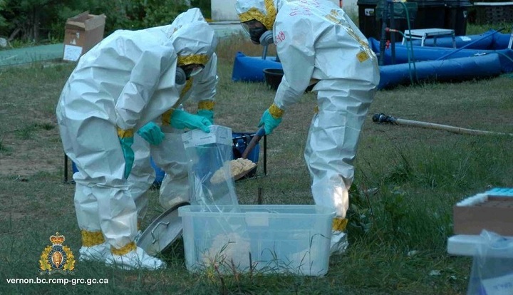 Police say two hazmat teams and the RCMP’s federal Clandestine Laboratory Enforcement and Response team were involved in the investigation of a suspected drug lab in Vernon. 