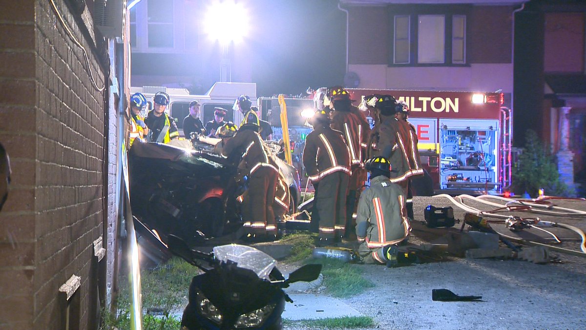 Hamilton Police say a suspected street racing incident led to a serious crash in Westdale early Saturday morning.