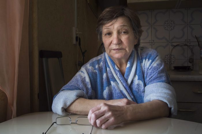 Farkhanur Gavrilova, mother of Ruslan Gavrilov, is shown in the village of Kedrovoye, Russia, Thursday, Feb. 15, 2018.